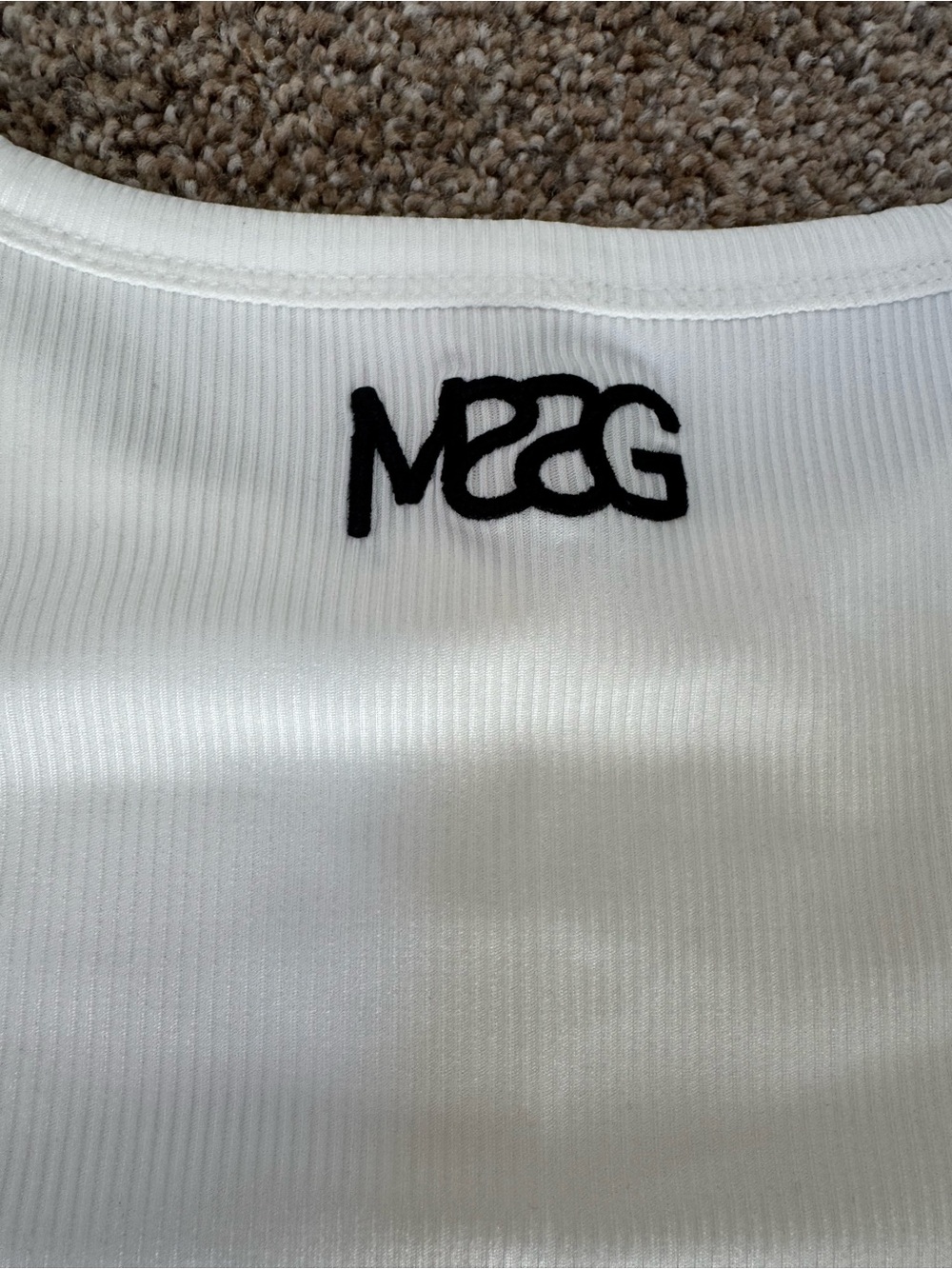 Missguided White Ribbed Logo Tank - Picture 2 of 7